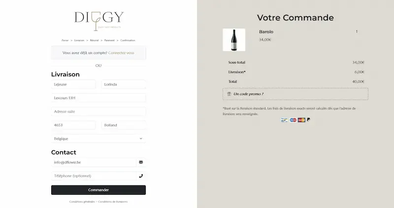 Formulaire de livraison Diggy