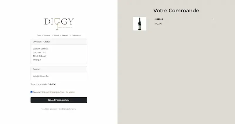 Résumé de commande Diggy